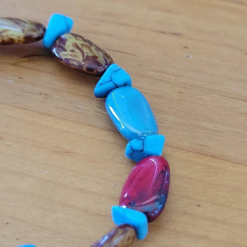 Boho Turquoise Mookaite Red Creek Jasper Bracelet Wander Charm Gemstone Bead